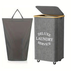 Laundry Separation System with Bamboo Lid and Multiple Compartments | Kelmera