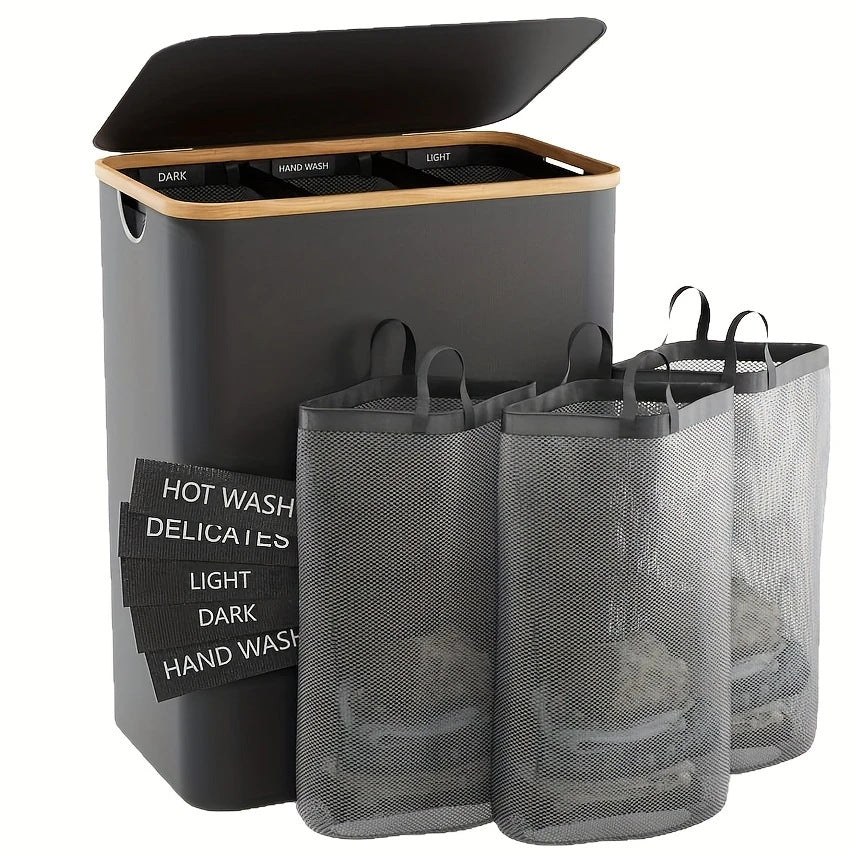 Laundry Separation System with Bamboo Lid | Kelmera