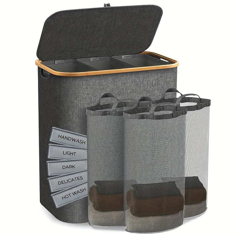 Laundry Separation System with Multiple Compartments and Lid | Kelmera