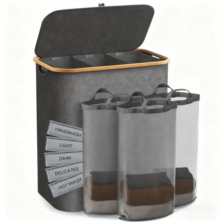 Laundry Separation System with Three Compartments and Removable Inner Pockets | Kelmera