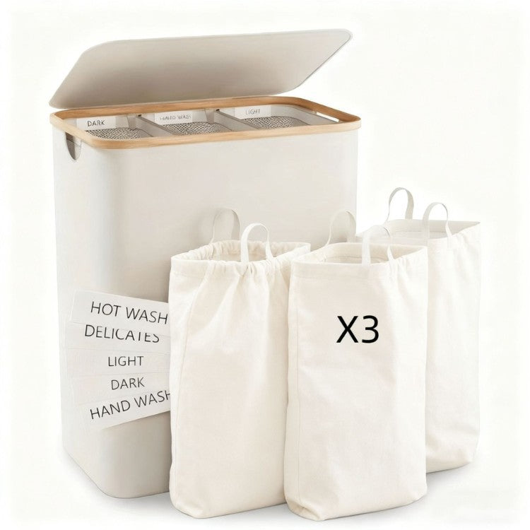 Laundry Separation System with Three Compartments and Removable Inner Pockets | Kelmera