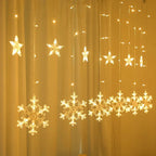 LED Acrylic Hanging Christmas Curtain Light Set with Reindeer Tree Bell and Star Ornaments | Kelmera