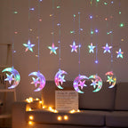 LED Acrylic Hanging Christmas Curtain Light Set with Reindeer Tree Bell and Star Ornaments | Kelmera