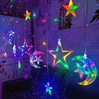 LED Acrylic Hanging Christmas Curtain Light Set with Reindeer Tree Bell and Star Ornaments | Kelmera