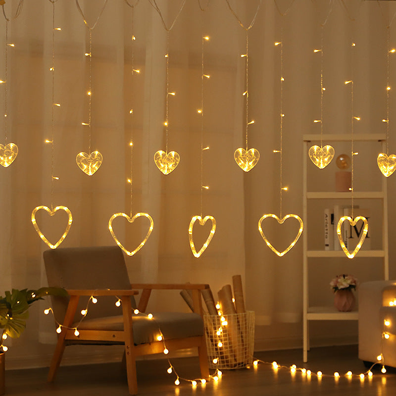 LED Acrylic Hanging Christmas Curtain Light Set with Reindeer Tree Bell and Star Ornaments | Kelmera