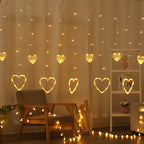 LED Acrylic Hanging Christmas Curtain Light Set with Reindeer Tree Bell and Star Ornaments | Kelmera