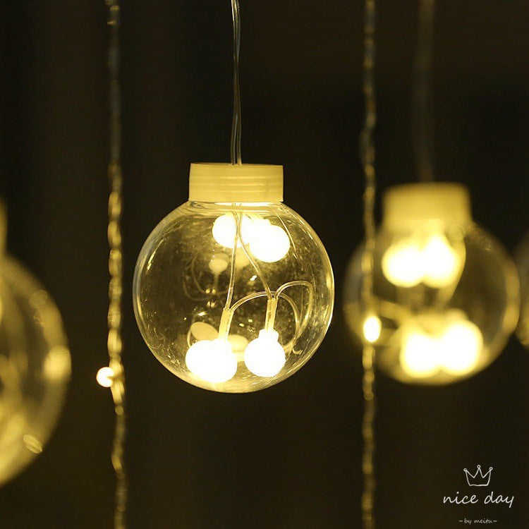 LED Acrylic Hanging Christmas Curtain Light Set with Reindeer Tree Bell and Star Ornaments | Kelmera