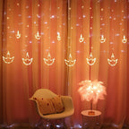 LED Acrylic Hanging Christmas Curtain Light Set with Reindeer Tree Bell and Star Ornaments | Kelmera