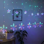 LED Acrylic Hanging Christmas Curtain Light Set with Reindeer Tree Bell and Star Ornaments | Kelmera