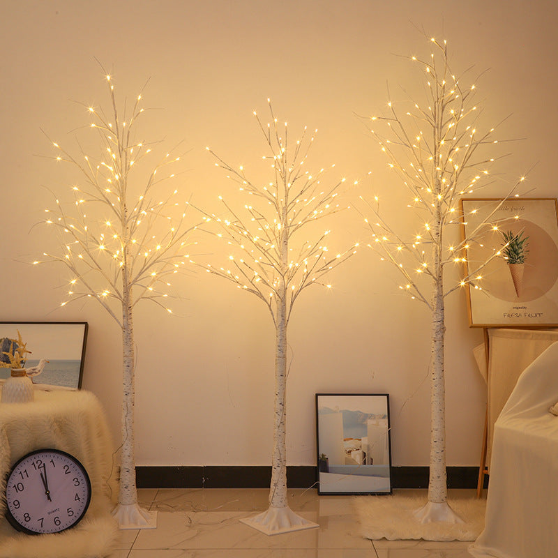 LED Birch Floor Lamp with Warm Fairy Lights and Flexible Branch Arms | Kelmera