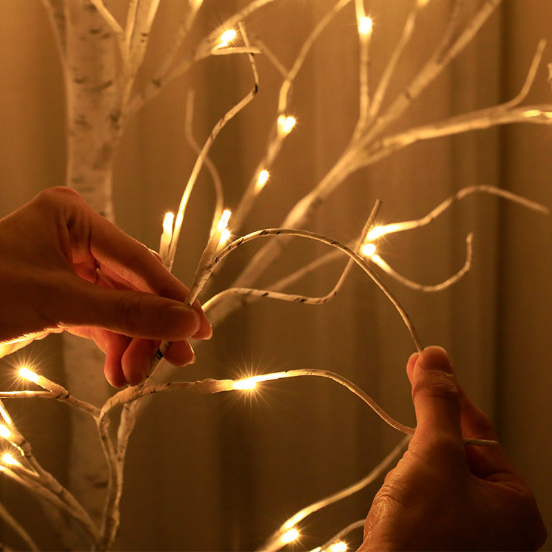 LED Birch Floor Lamp with Warm Fairy Lights and Flexible Branch Arms | Kelmera