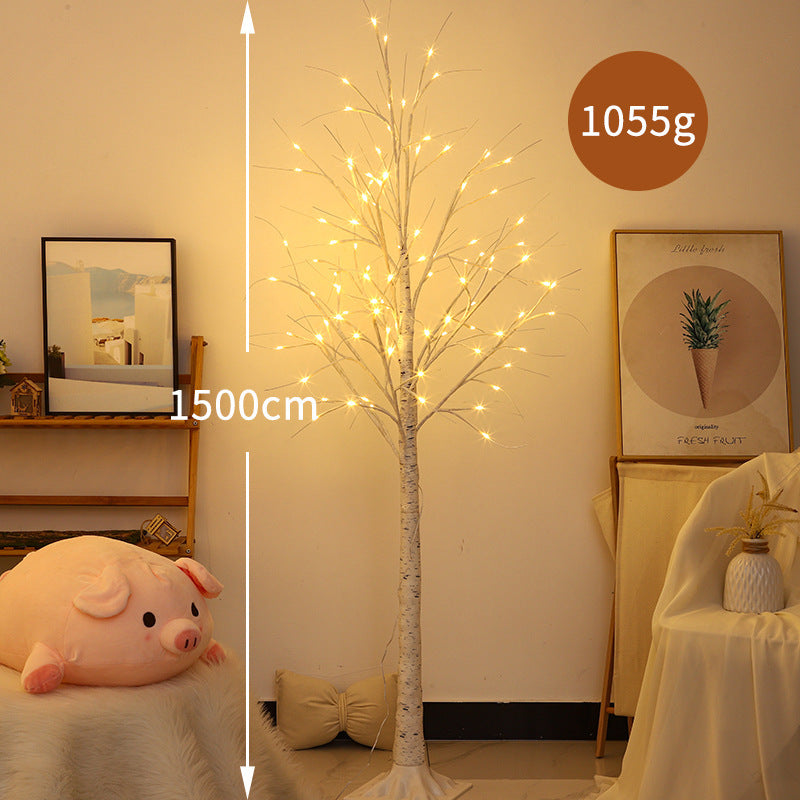 LED Birch Floor Lamp with Warm Fairy Lights and Flexible Branch Arms | Kelmera
