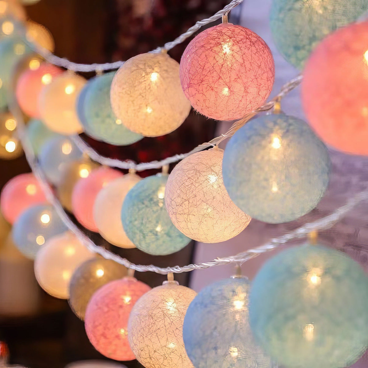 LED Cotton Ball String Lights Decorative Indoor Fairy Lanterns | Kelmera