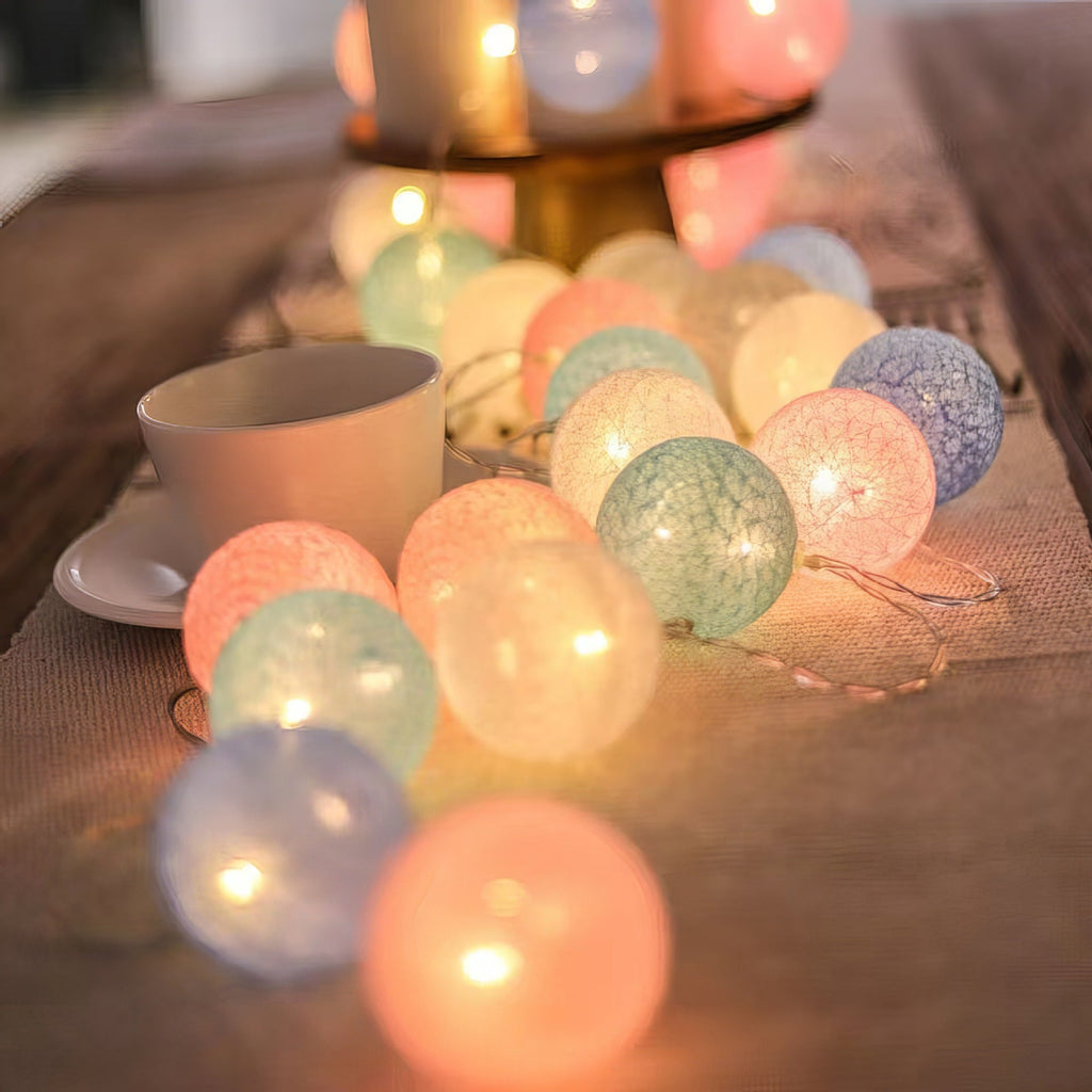 LED Cotton Ball String Lights Decorative Indoor Fairy Lanterns | Kelmera