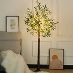 LED-Lit Artificial Olive Tree Floor Lamp | Kelmera