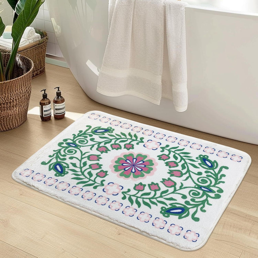 Luxurious Floral Design Bath Mat | Kelmera