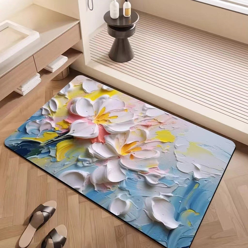 Luxury Textured Floral Bath Mat | Kelmera