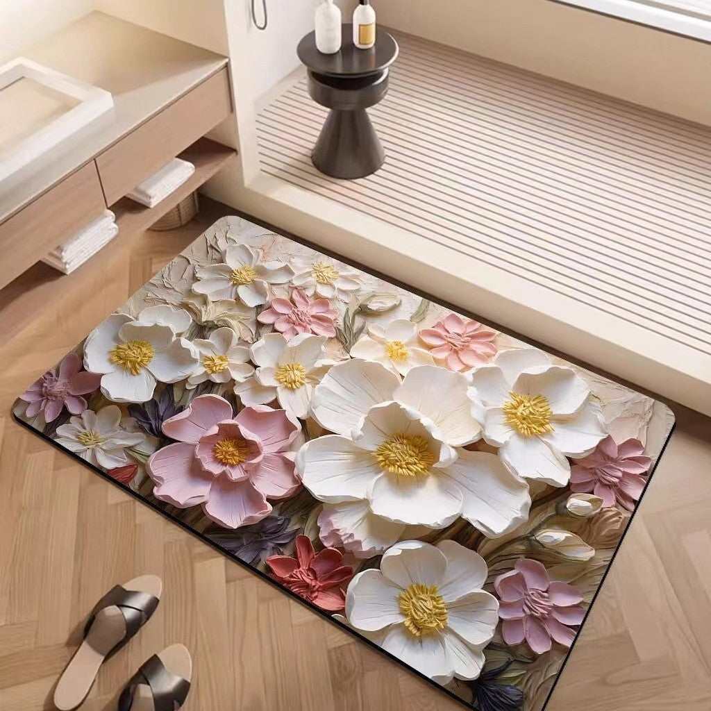 Luxury Textured Floral Bath Mat | Kelmera