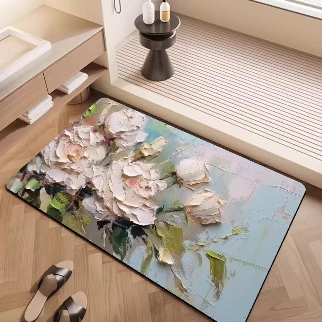 Luxury Textured Floral Bath Mat | Kelmera