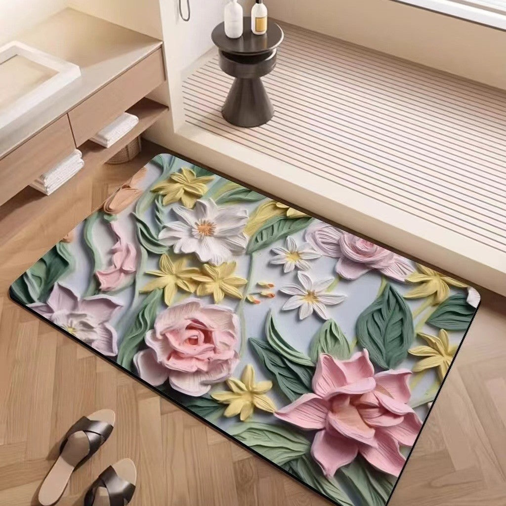 Luxury Textured Floral Bath Mat | Kelmera