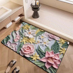Luxury Textured Floral Bath Mat | Kelmera