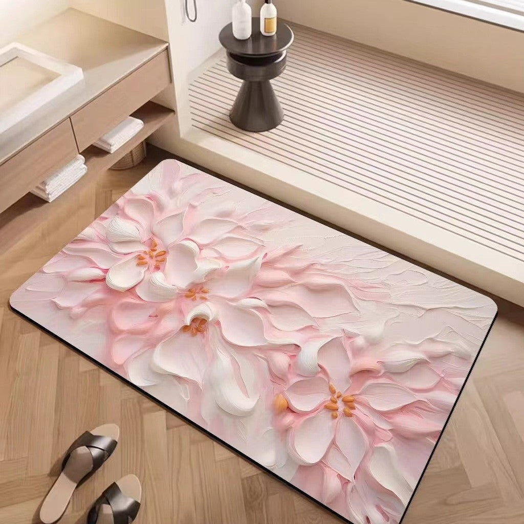Luxury Textured Floral Bath Mat | Kelmera