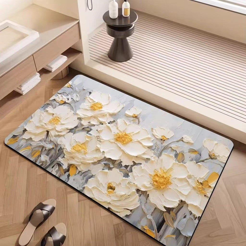 Luxury Textured Floral Bath Mat | Kelmera