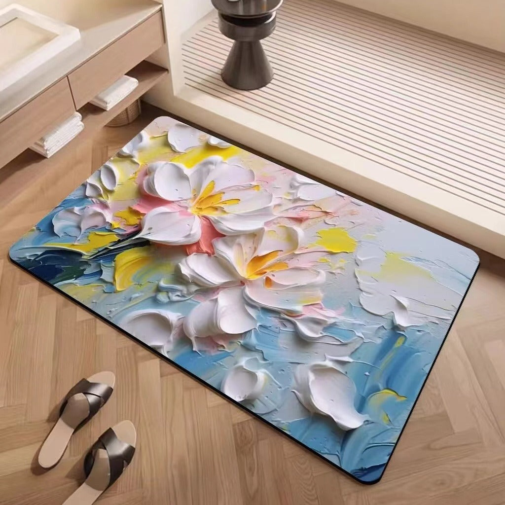 Luxury Textured Floral Bath Mat | Kelmera
