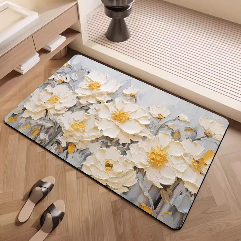 Luxury Textured Floral Bath Mat | Kelmera