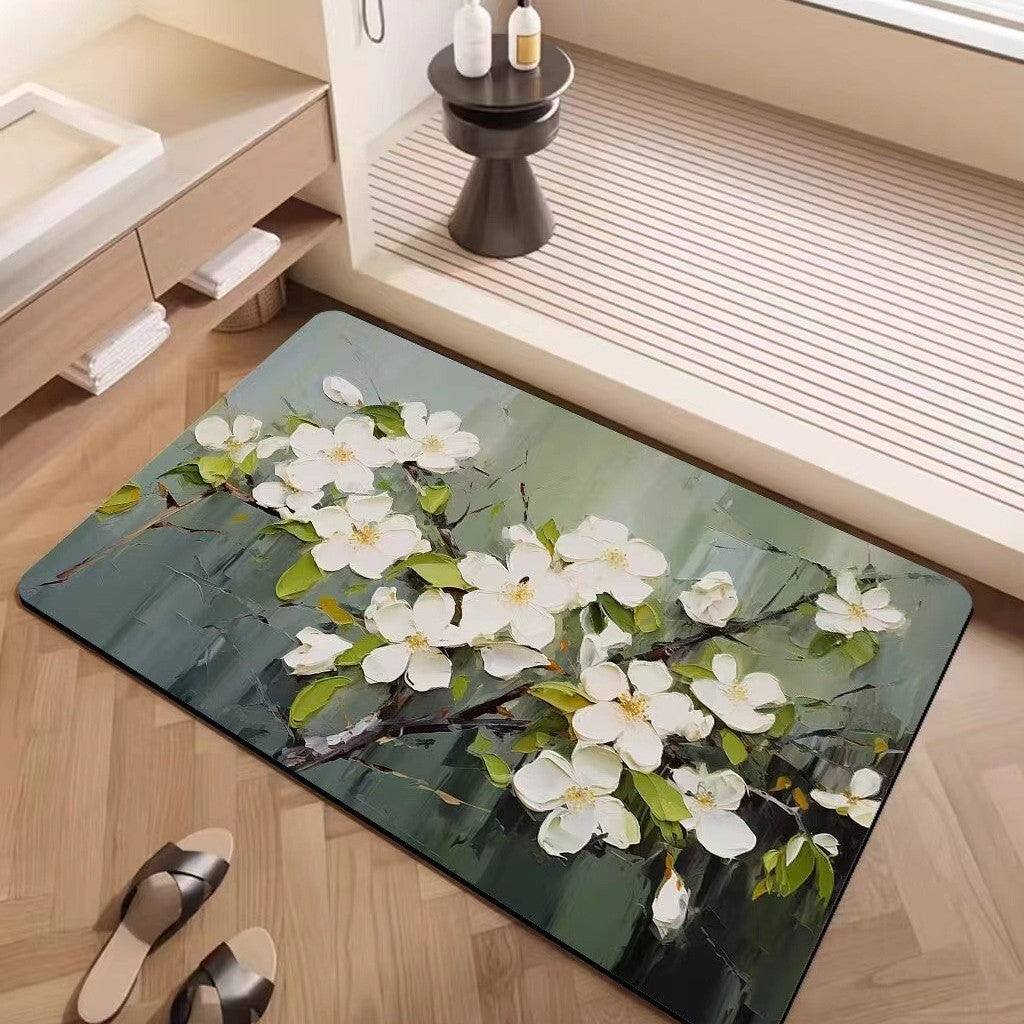 Luxury Textured Floral Bath Mat | Kelmera