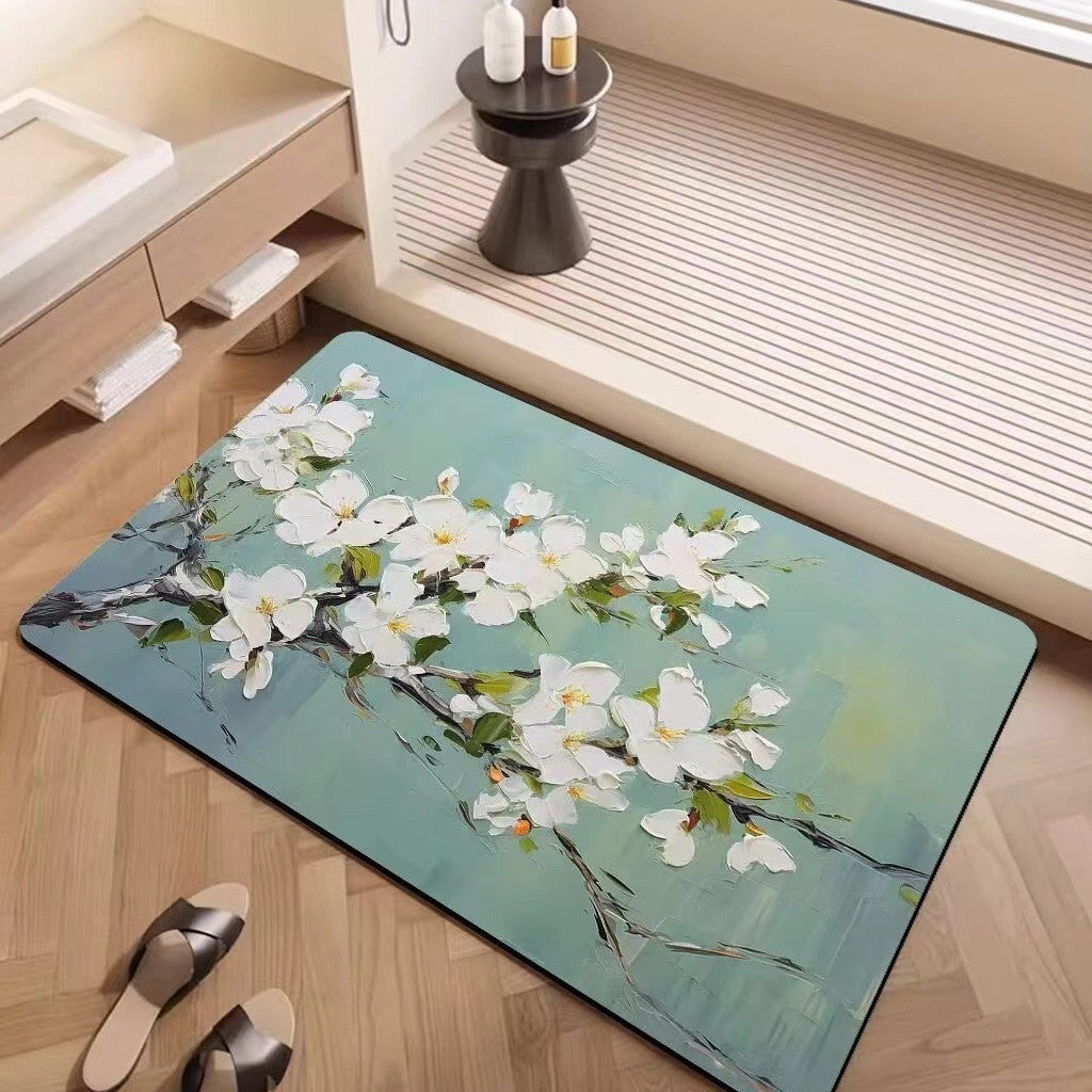 Luxury Textured Floral Bath Mat | Kelmera