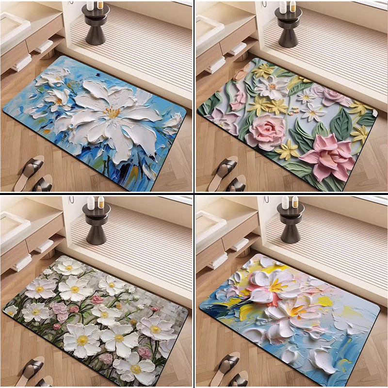 Luxury Textured Floral Bath Mat | Kelmera