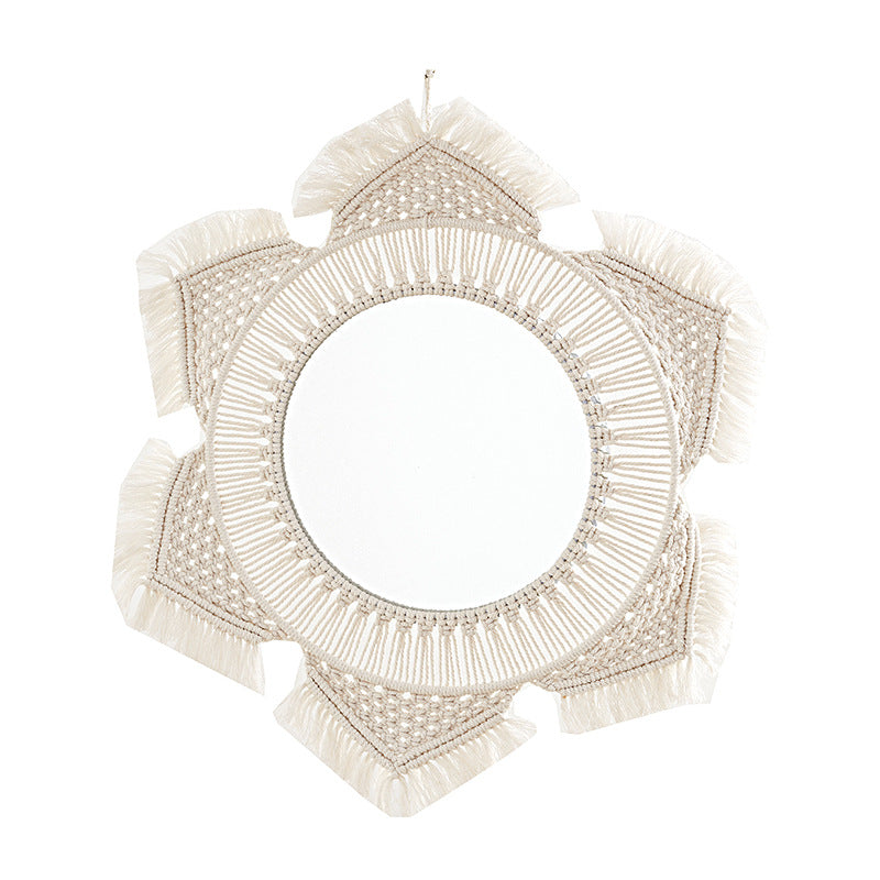 Macrame Decorative Round Wall Mirror Tassel 20 Inch | Kelmera