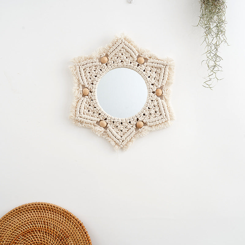 Macrame Decorative Star-Shaped Wall Mirror | Kelmera
