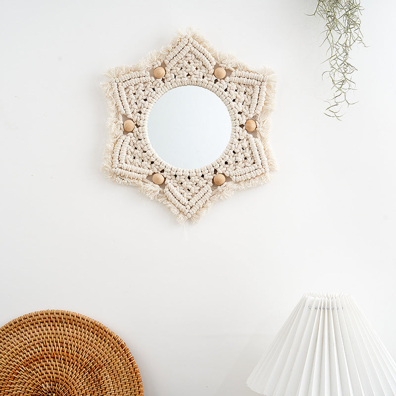 Macrame Decorative Star-Shaped Wall Mirror | Kelmera