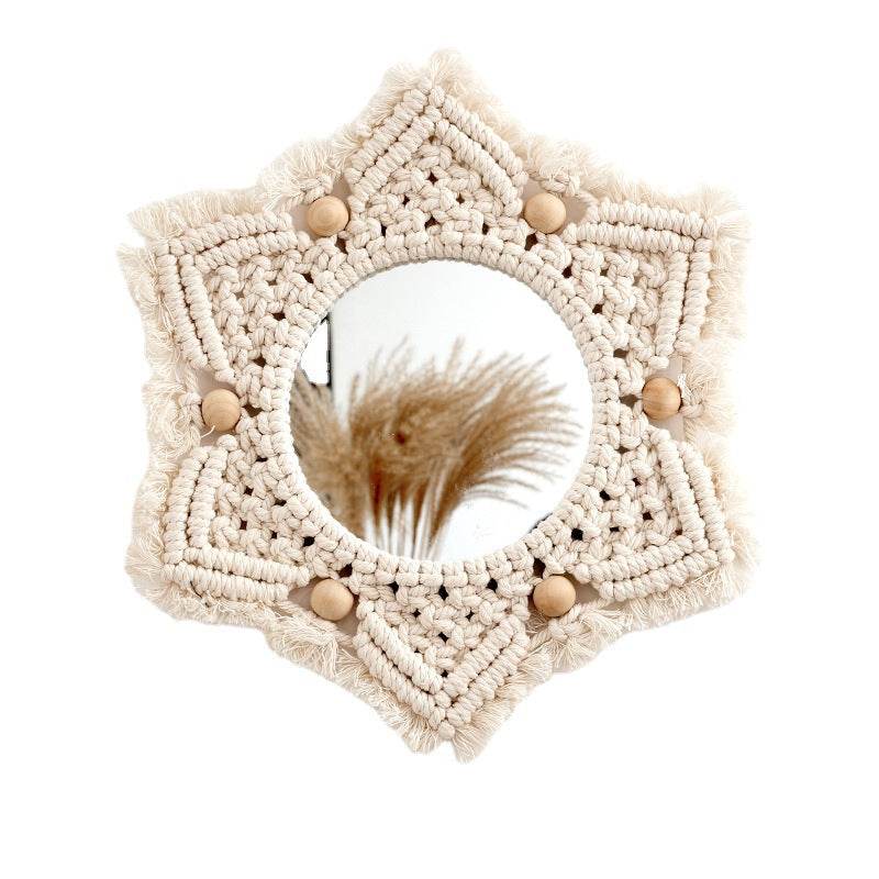 Macrame Decorative Star-Shaped Wall Mirror | Kelmera
