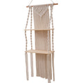 Macrame Decorative Wall Shelf with Natural Wood Accents | Kelmera