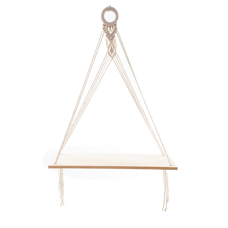 Macrame Floating Shelf with Natural Wooden Accents | Kelmera