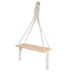 Macrame Floating Shelf with Natural Wooden Accents | Kelmera