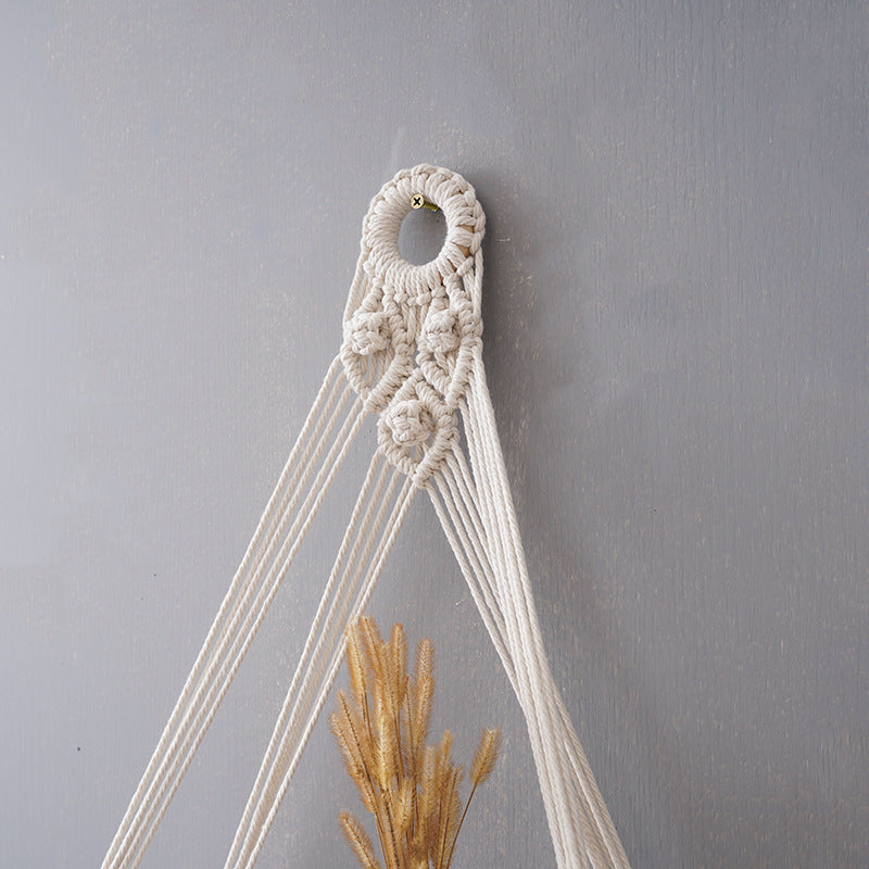 Macrame Floating Shelf with Natural Wooden Accents | Kelmera