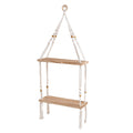 Macrame Floating Storage Shelf with Natural Wood Accents | Kelmera