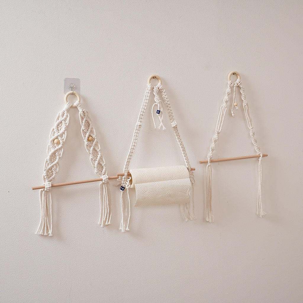 Macrame Hanging Plant Holder with Wooden Rod | Kelmera