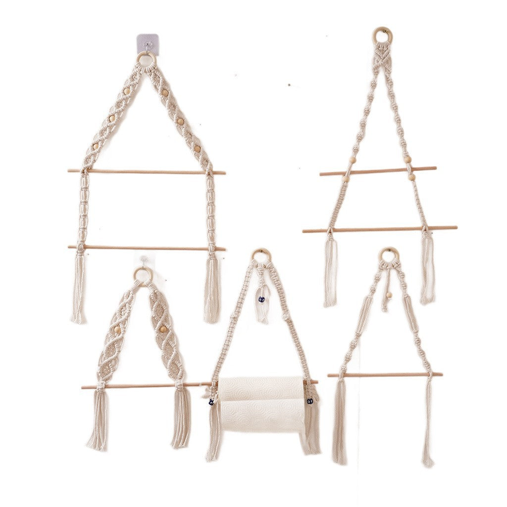 Macrame Hanging Plant Holder with Wooden Rod | Kelmera