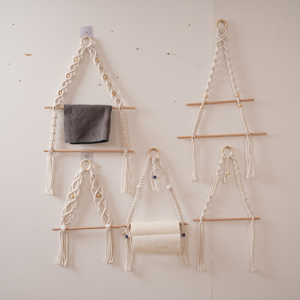 Macrame Hanging Plant Holder with Wooden Rod | Kelmera