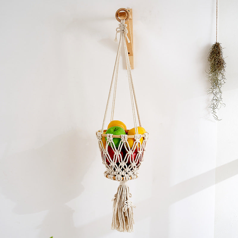 Macrame Hanging Planter with Wooden Accents | Kelmera