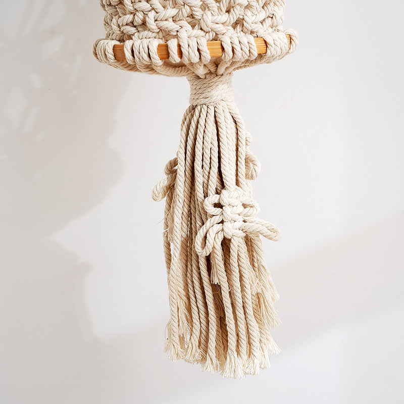 Macrame Hanging Planter with Wooden Accents | Kelmera
