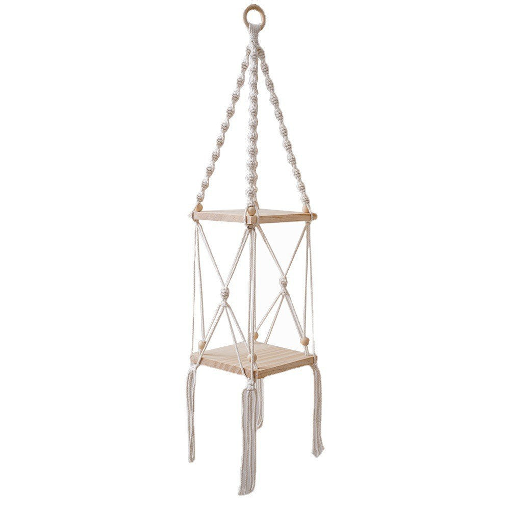 Macrame Hanging Shelf Organizer White | Kelmera