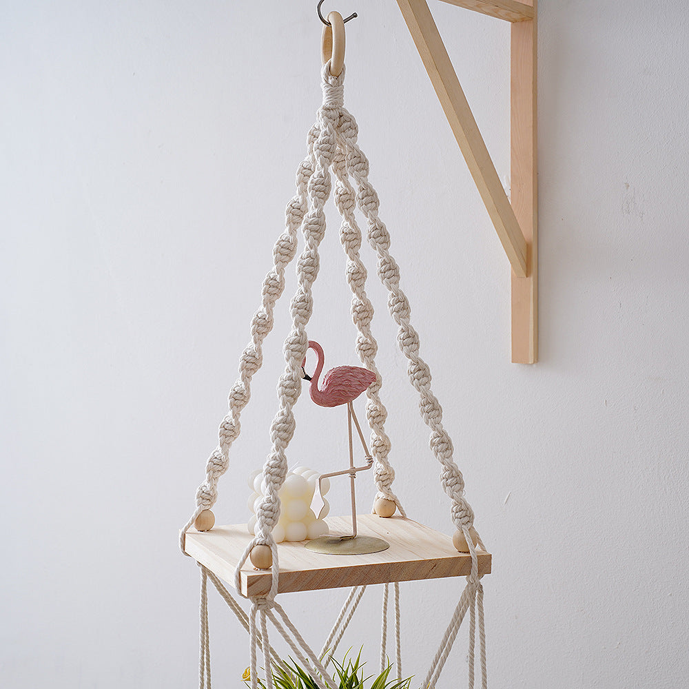Macrame Hanging Shelf Organizer White | Kelmera