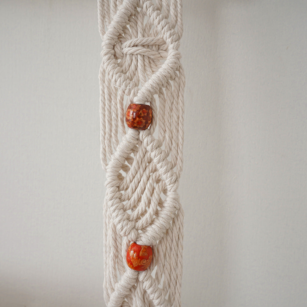 Macrame Hanging Shelf with Natural Wood Accents | Kelmera