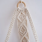 Macrame Hanging Shelf with Natural Wood Base | Kelmera